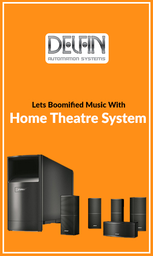 Home Music Speaker System, Loudspeakers, Surround System Isolated in Orange Background.