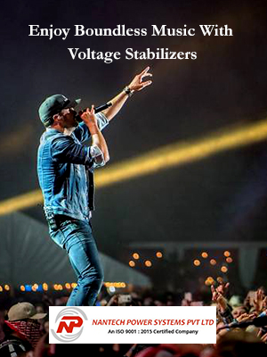 Image Shows The Concept Of Enjoy Boundless Music With Voltage Stabilizers - A Stage performer Singing Rock to the Crowd of People.